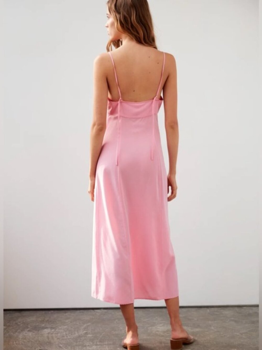 Aritzia Wilfred Le Fou Illona 100% Real Silk Slip Pink Dress New Without Tags - Picture 3 of 5